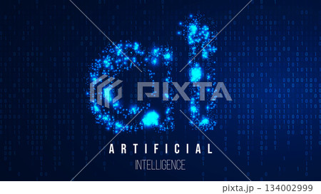 AI Intelligence with neural networks data flows symbolizing machine learning and automation. For tech ads websites and marketing campaigns. Vector illustration... 134002999