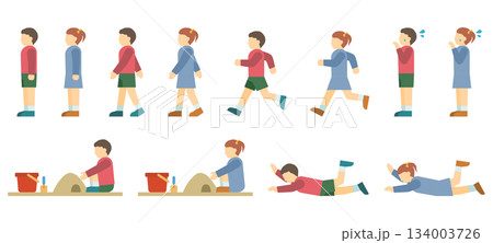 フラットイラスト:小さい子供(サイド) フラットイラスト:小さい子供(サイド) 134003726