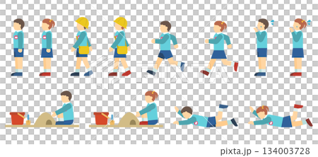 Flat illustration: kindergartener wearing a smock (side) 134003728