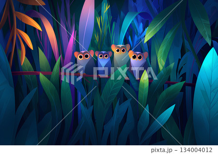 森の中のメガネザル（アニメ調）まみおデザイン癒しの動物シリーズ 134004012