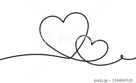 one line drawn couple of hearts one line drawn couple of hearts 134004320