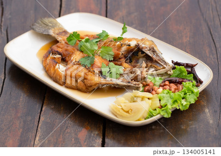 Nuoc Cham, Sea Bass, Deep Fried, Chili Pepper, Condiment Nuoc Cham, Sea Bass, Deep Fried, Chili Pepper, Condiment 134005141