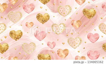 Pink pastel brush strokes scattered across canvas 134005162