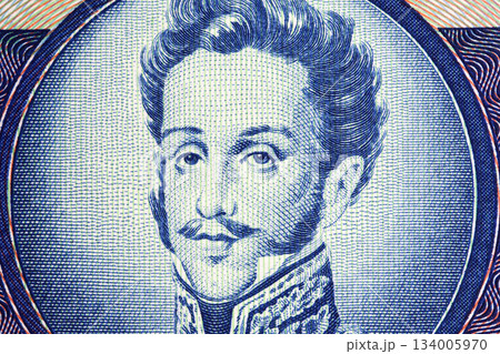 Pedro I of Brazil a closeup portrait from Brazilian money 134005970