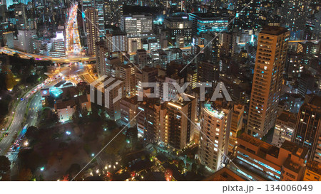 東京タワーより臨む港区(芝公園・三田方面)の夜景 都市景観(2023年12月) 東京タワーより臨む港区(芝公園・三田方面)の夜景 都市景観(2023年12月) 134006049