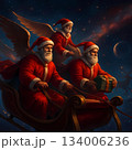 クリスマスのプレゼントを運ぶサンタクロース 134006236