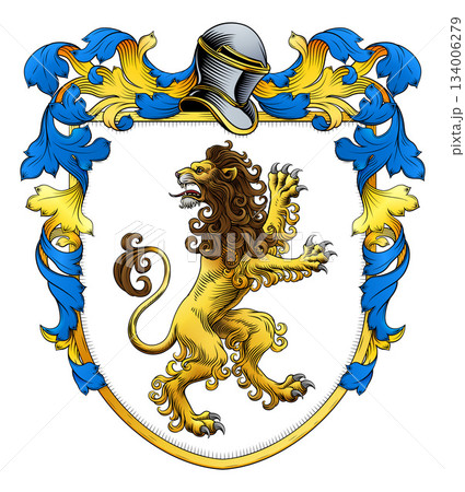 Coat of Arms Crest Lion Heraldic Knight Shield 134006279