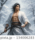雪の中修行する男性 134006283