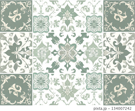 Side light. Ceramic tiles with geometric patterns. Material for interior in natural color. Texture of building materials. Design mockup and background. Side light. Ceramic tiles with geometric patterns. Material for interior in natural color. Texture of building materials. Design mockup and background. 134007242