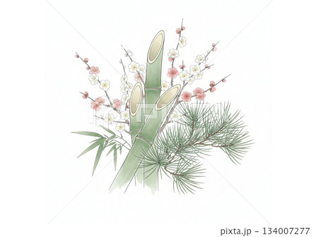 春の訪れを知らせる竹や梅の花 春の訪れを知らせる竹や梅の花 134007277