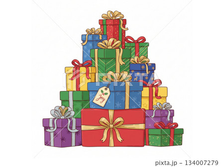 たくさんのプレゼントのイラスト たくさんのプレゼントのイラスト 134007279