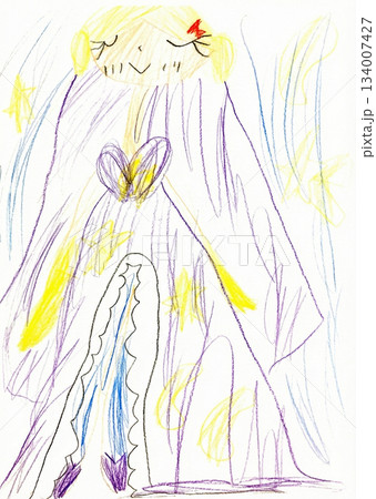 幼稚園児が描いた星空のドレスのお姫様 幼稚園児が描いた星空のドレスのお姫様 134007427