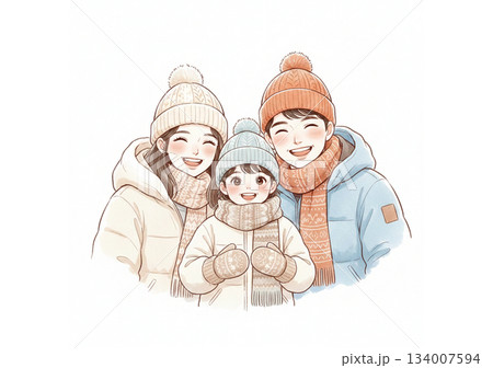 冬着の家族 134007594