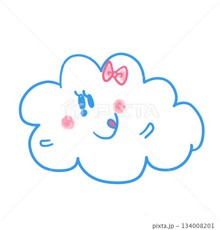 かわいい人気動物キャラクターイラスト素材【雲】全身 134008201