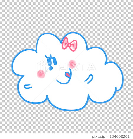 かわいい人気動物キャラクターイラスト素材【雲】全身 134008201