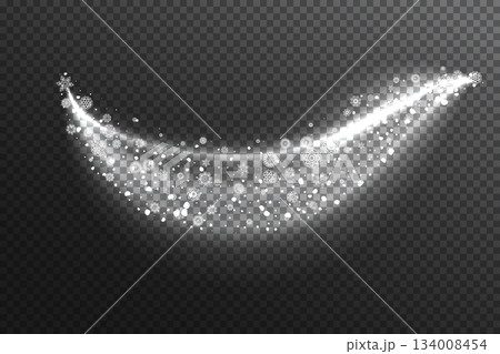 Snowflakes and Snow splash. Realistic vector illustration isolated on dark grey background. Design element for Christmas. 134008454