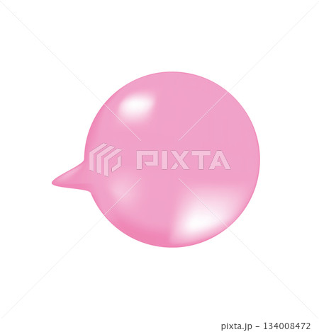 Realistic Pink inflated bubble gum. Vector illustration. 134008472