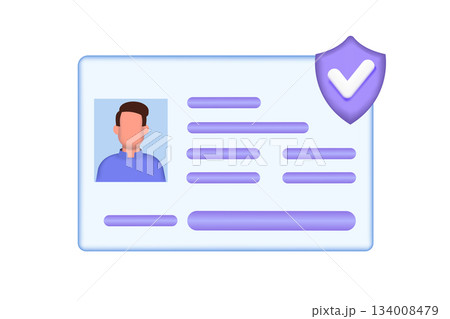 Corporate insurance concept. Document with check mark on shield. 3d vector icon. Corporate insurance concept. Document with check mark on shield. 3d vector icon. 134008479