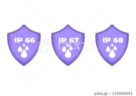 ip66, ip67, ip68 icon set. Vector illustration. 134008491