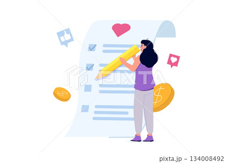 Online shopping wishlist, add to personalized collection concept. Vector illustration. Online shopping wishlist, add to personalized collection concept. Vector illustration. 134008492