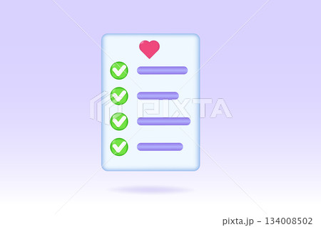 3D Online shopping wishlist, add to personalized collection concept. Vector illustration. 3D Online shopping wishlist, add to personalized collection concept. Vector illustration. 134008502