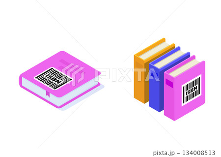 ISBN sign book icon, commercial standard literature concept. Isometric Vector illustration. 134008513