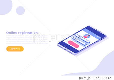 Create an account, Online registration Isometric concept. Secure login and password. Vector Illustration. Create an account, Online registration Isometric concept. Secure login and password. Vector Illustration. 134008542
