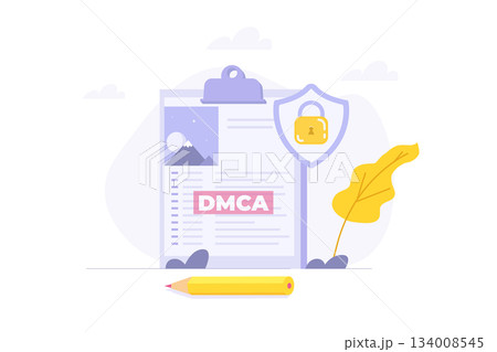 DMCA notice, intellectual property right, copyright infringing material concept. Vector illustration. 134008545