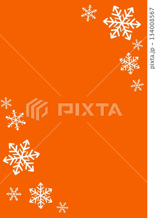 オレンジ色のシンプルな雪の結晶のフレーム オレンジ色のシンプルな雪の結晶のフレーム 134008567