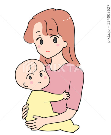 笑顔のお母さんと赤ちゃん（母子） 134008627