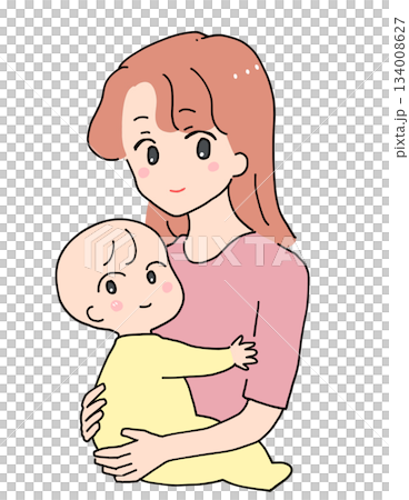 笑顔のお母さんと赤ちゃん（母子） 134008627