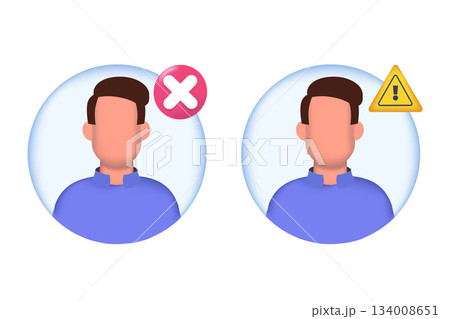 User blocked, fake account icon. Vector illustration. 134008651