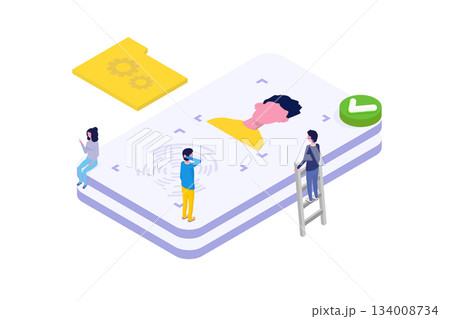 Know your customer or digital kyc, verifying the identity of its clients concept. Isometric Vector illustrations 134008734