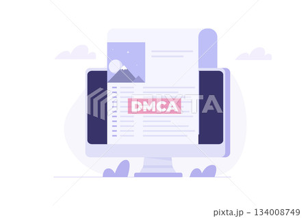 DMCA notice, intellectual property right, copyright infringing material concept. Vector illustration. 134008749