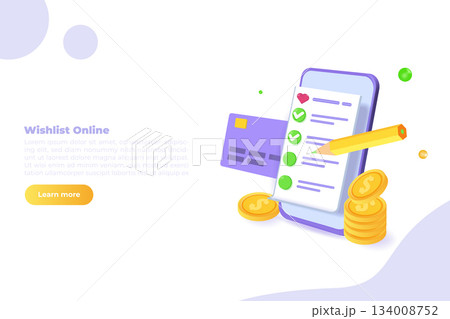 Online shopping wishlist, add to personalized collection 3d vector concept. Vector illustration. 134008752