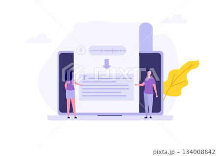 Voice recognition, speech scanning, voice to text concept.Vector illustration 134008842