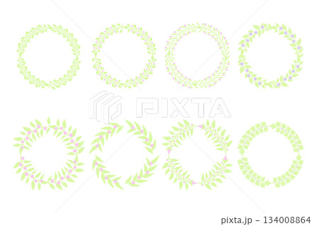 Set of Easter circle frame, wreath with branches. Vector illustration. Set of Easter circle frame, wreath with branches. Vector illustration. 134008864