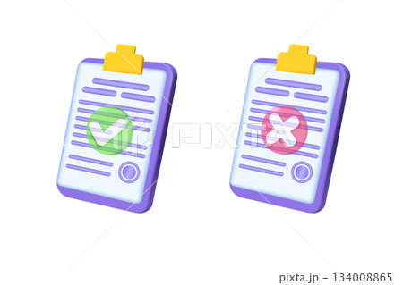 Approved and rejected document. Vector 3D illustration. Approved and rejected document. Vector 3D illustration. 134008865