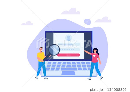 Online registration and sign up, Account authentication concept. Vector UI illustration. Online registration and sign up, Account authentication concept. Vector UI illustration. 134008893