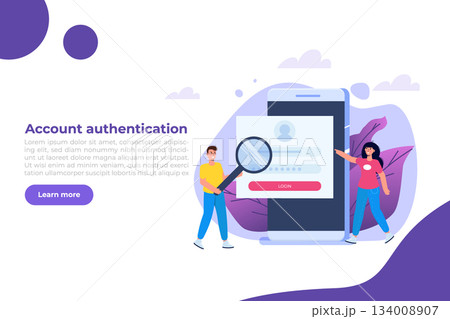 Online registration and sign up, Account authentication concept. Vector UI illustration. Online registration and sign up, Account authentication concept. Vector UI illustration. 134008907