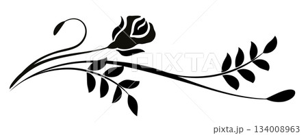Ornament with rose flower. Text divider. Decorative element for decor and text greeting or invitation card design. 134008963