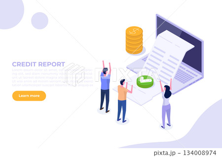 Isometric Approved credit bill, Payment approved concept. Vector illustration. 134008974
