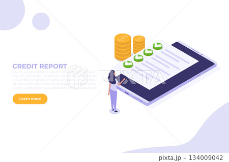 Isometric Approved credit bill, Payment approved concept. Vector illustration. Isometric Approved credit bill, Payment approved concept. Vector illustration. 134009042