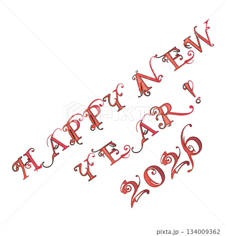 Happy New Year inscription, horse the symbol of the year 2026 Happy New Year inscription, horse the symbol of the year 2026 134009362