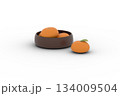 器に入ったみかんの3Dイラスト 冬の果物素材（透過） 134009504