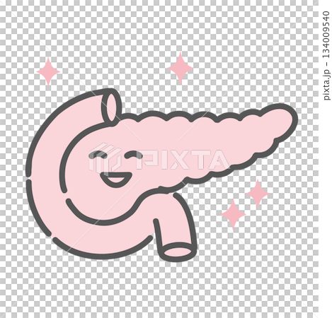 Character illustration of a healthy and active pancreas (normal insulin secretion) Character illustration of a healthy and active pancreas (normal insulin secretion) 134009540