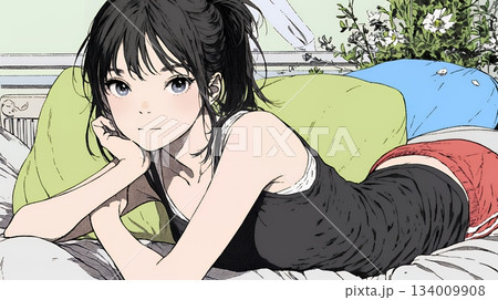 キャミソール姿の若い女性  /  Young Woman in a Camisole Top