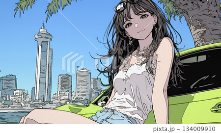 キャミソール姿の若い女性  /  Young Woman in a Camisole Top