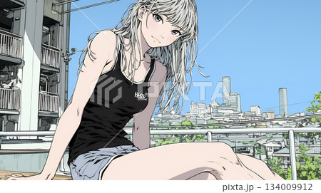 キャミソール姿の若い女性  /  Young Woman in a Camisole Top