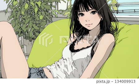キャミソール姿の若い女性  /  Young Woman in a Camisole Top